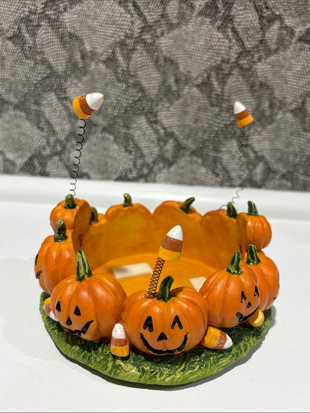Vintage Y2K Kohl's Halloween Pumpkin Jack-O-Lantern Bouncer Candles Holder New !
